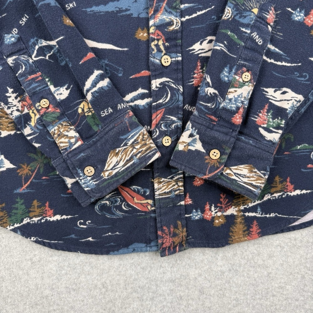 Faherty Shirt Mens Small‎ Blue Super Brushed Flannel Sea To Ski Print Button Up - Picture 6 of 12
